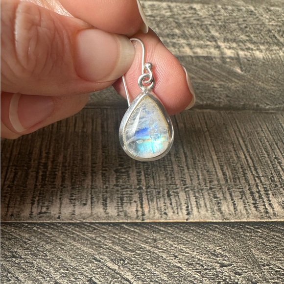 Sterling Silver & Moonstone Drop Earrings - Picture 5 of 5